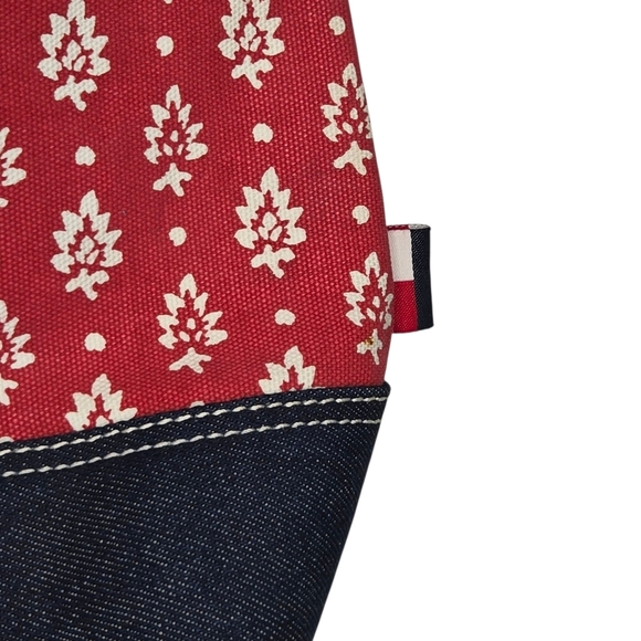 Tommy Hilfiger Floral Print Canvas Denim Braided Strap Bucket Tote Shoulder Bag - Picture 3 of 10